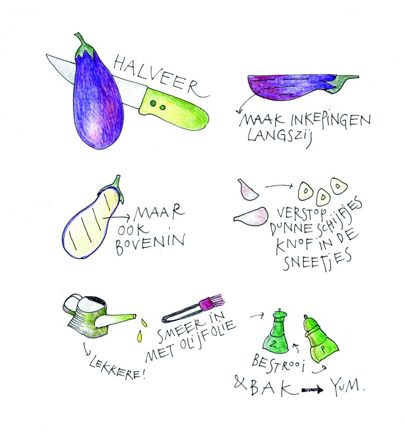 aubergine met burrata