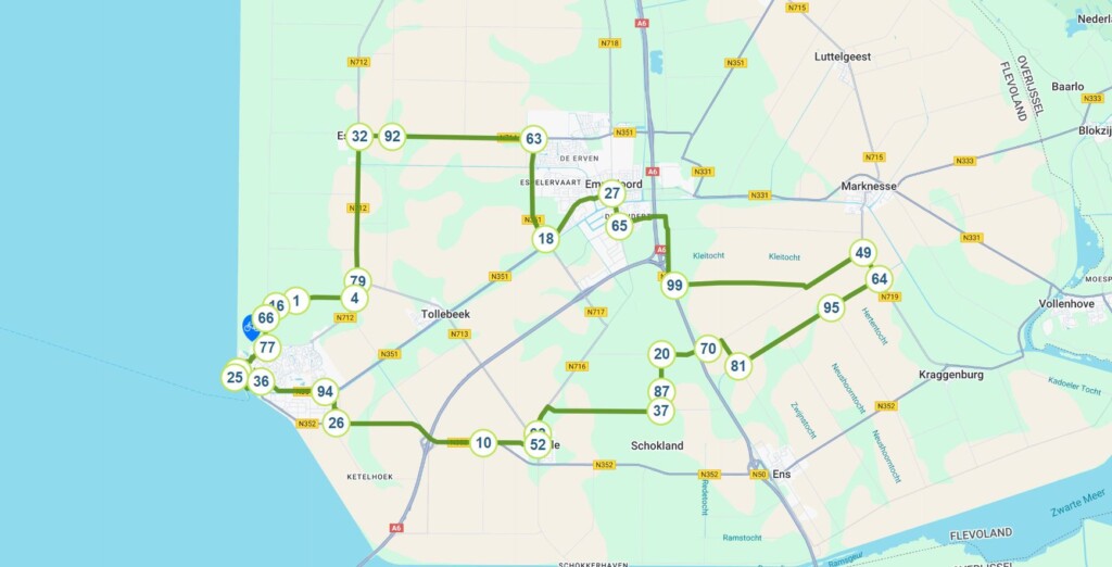Kaartje Flevoland Na de ontginning
