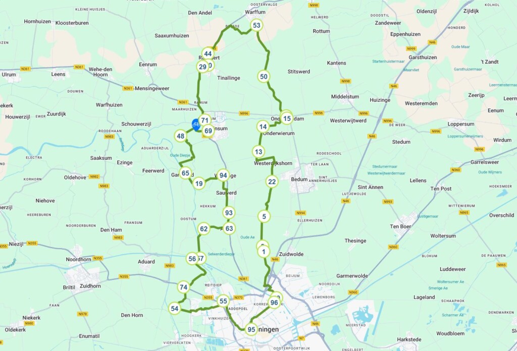 Kaartje Groningen Langs de wemen