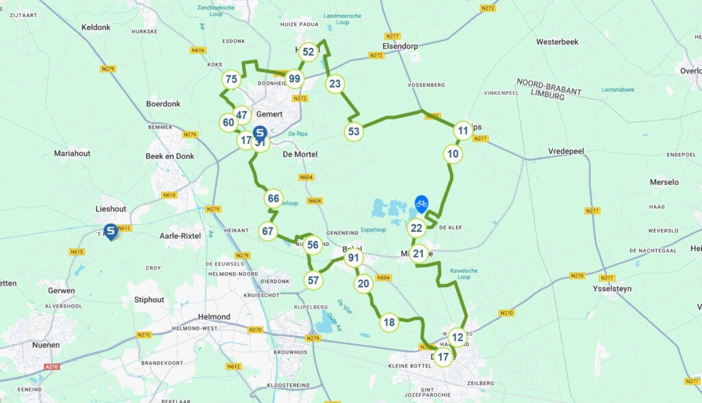 Kaartje Noord-Brabant Ontginningsboerderijen in De Peel