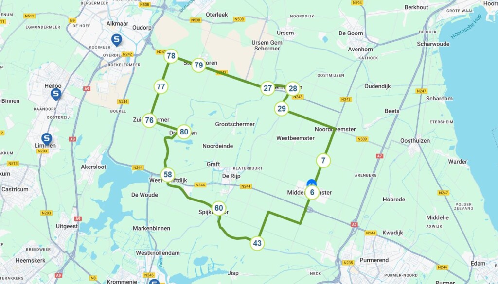 Kaartje Noord-Holland Piramides in het polderland
