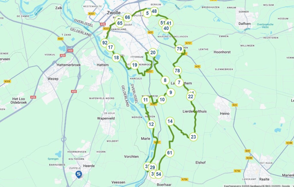 Kaartje Overijssel Hoeven langs de IJssel