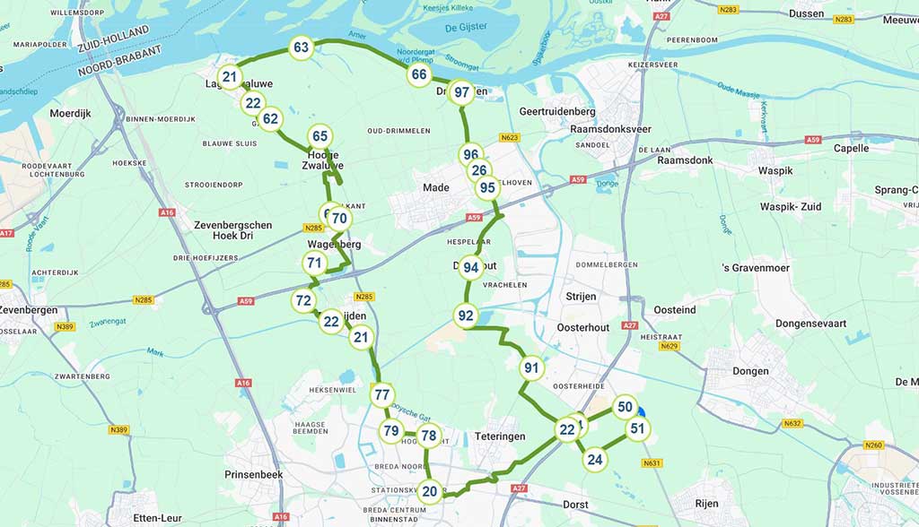 knooppuntenkaart Lage en Hoge Zwaluwe