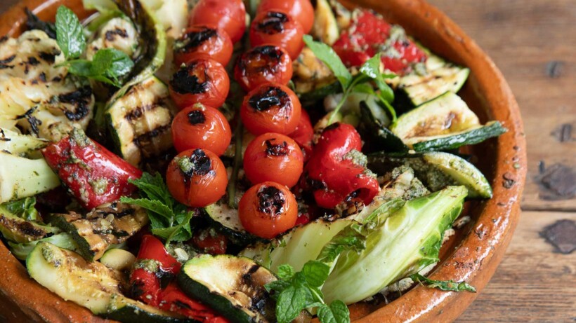 Gegrilde groentes met muntpesto