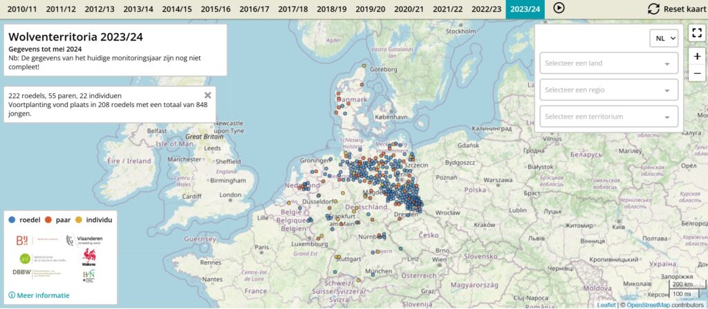 verspreidingskaart wolven in europa