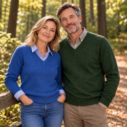Man en vrouw in lamswollen trui van John Bardale